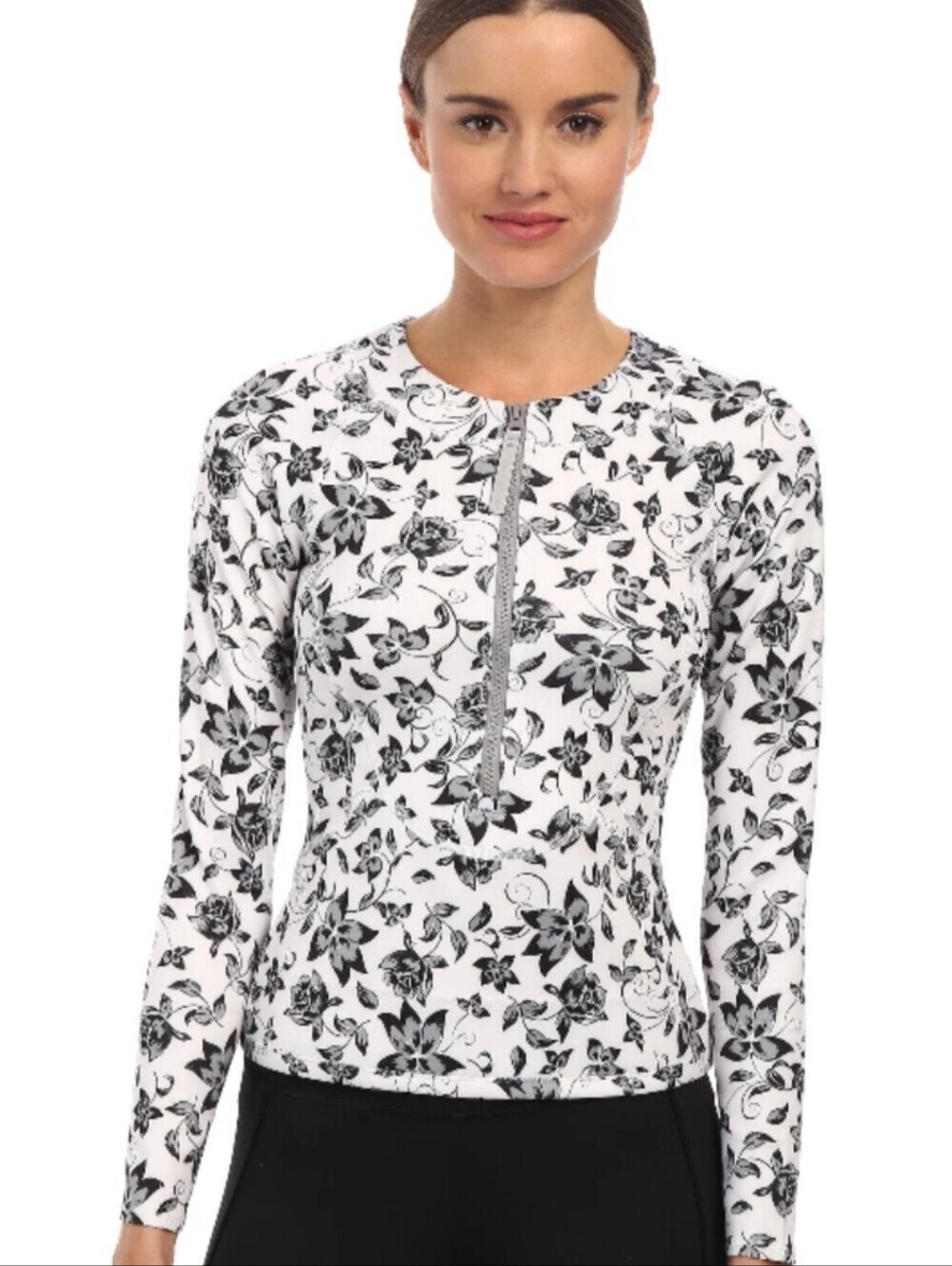 Adidas by Stella McCartney Black & White Floral Rash Guard – Size Small
